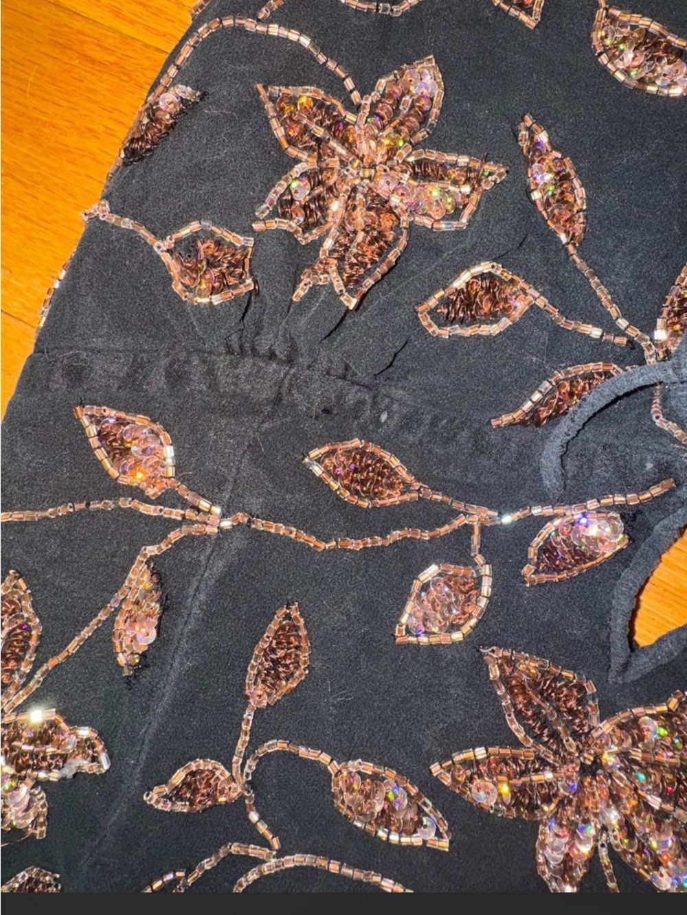 Vintage 100% silk asymmetrical cache beaded dress size medium - Picture 6 of 8